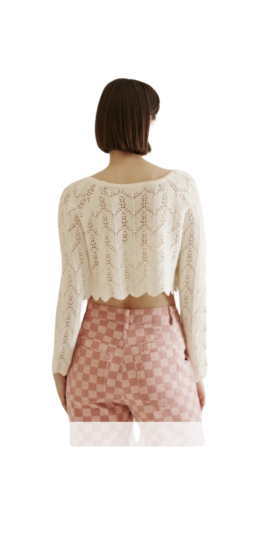 Apparel- Storia Scalloped Detail Cropped Sweater Top