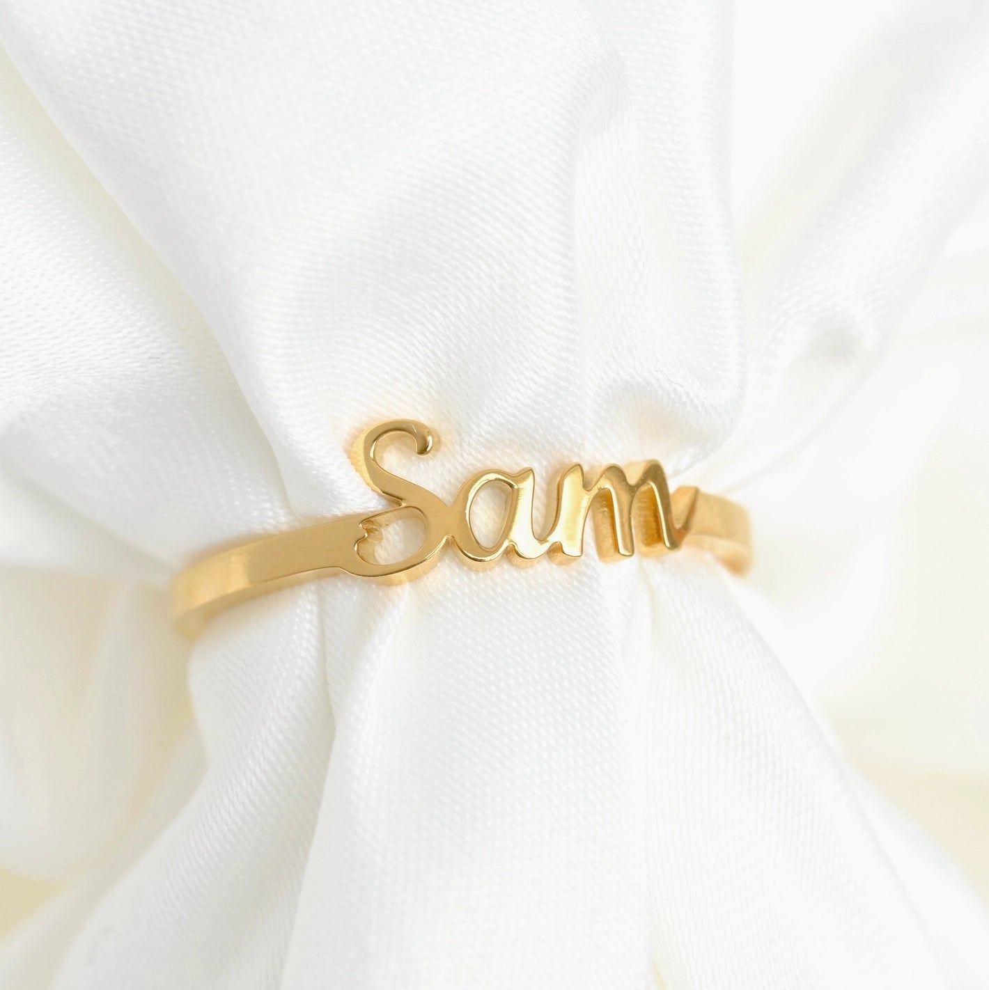 Rings- Custom Name Ring 18k Gold Personalized Name Open Ring