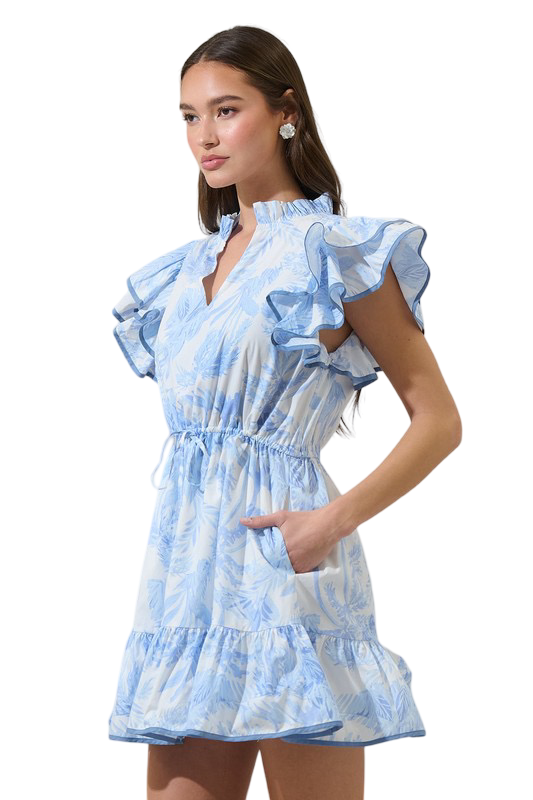 Apparel- Sugarlips Poly Floral Alina Ruffle Shift Mini Dress