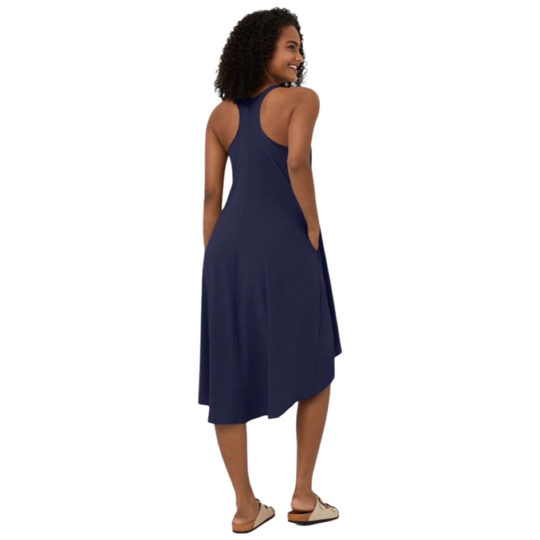 Apparel- Halara Breezeful* Backless Racerback Side Pocket High Low Midi Dress