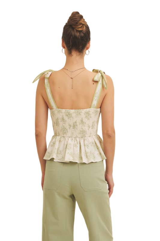 Apparel- In February Floral Print Cotton Peplum Top