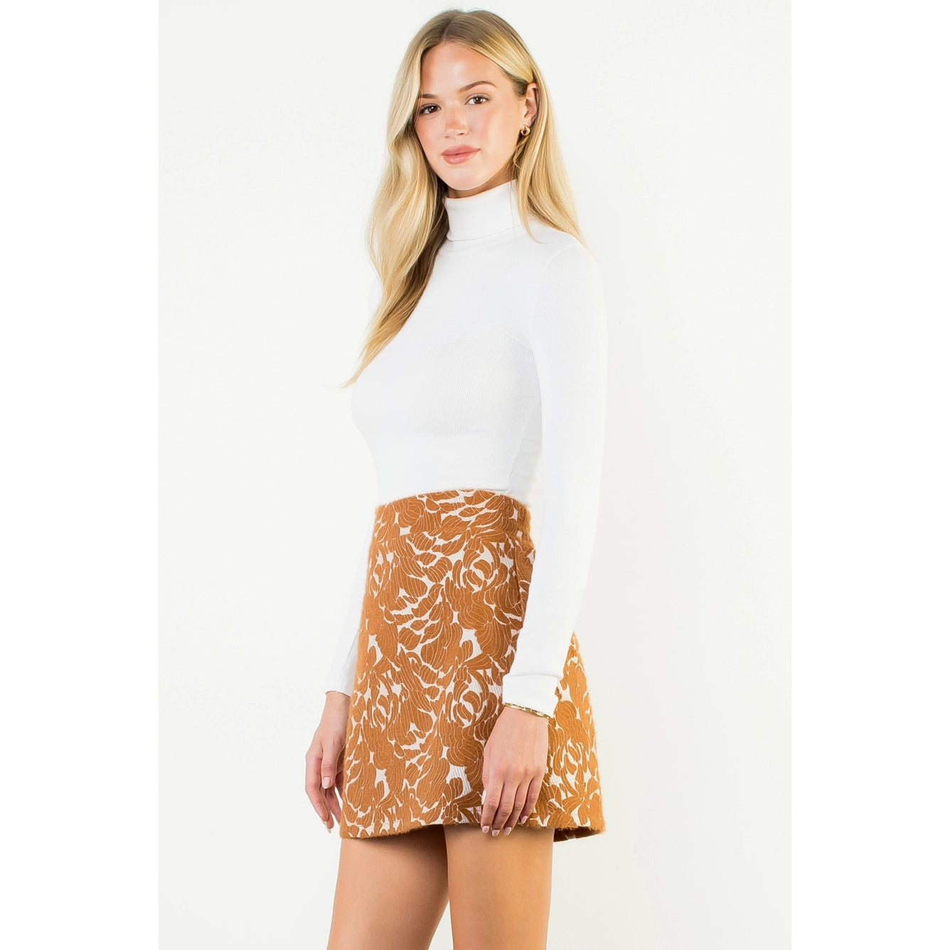 Apparel- THML Leaf Design Suede Mini Skirt