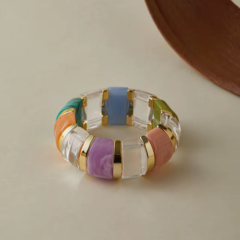 Bracelets- M&E Bling Retro Acrylic Punk Stretch Bracelet