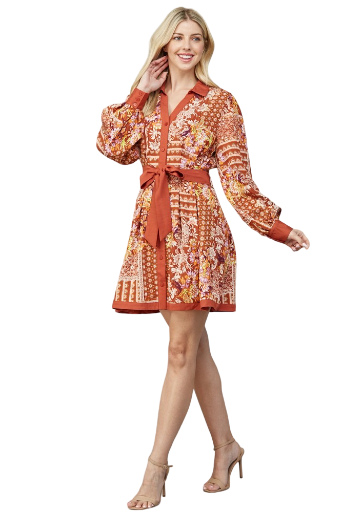 Apparel-Fate Button Down Binding Shirt Mini Dress