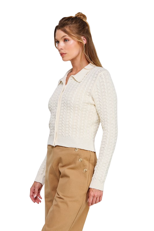Apparel-Allie Rose Small Cable Knit Cardigan Top
