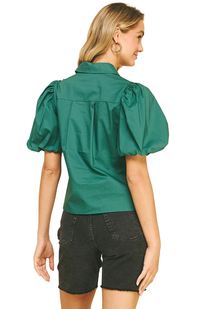 Apparel- Pinch Bubble Sleeve Short Sleeve Top
