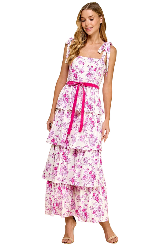 Apparel-TCEC Floral Tiered Midi Dress