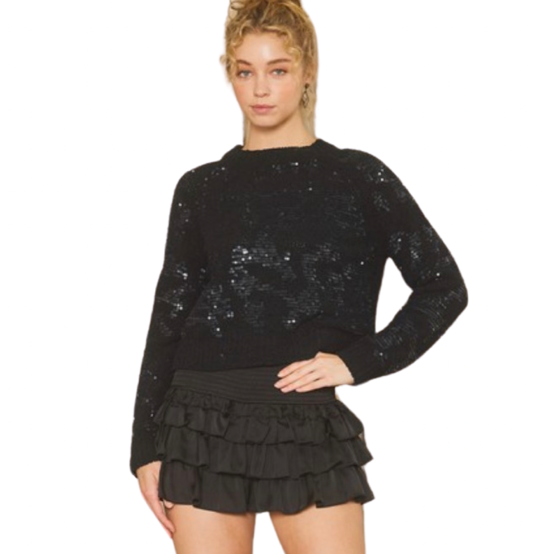 Apparel- Idem Ditto Cropped Sequin Sweater