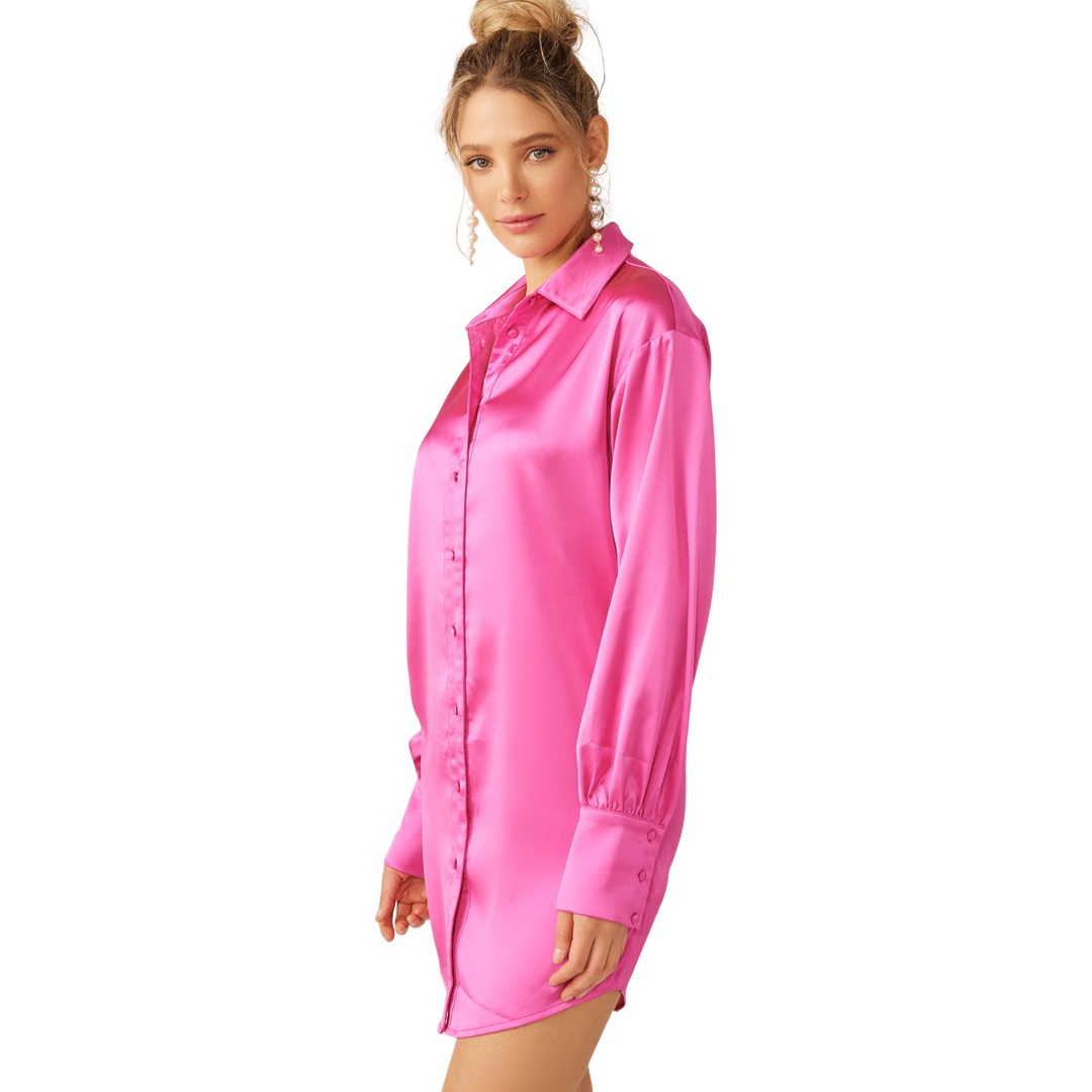 Apparel- Idem Ditto Satin Shirt Mini Dress