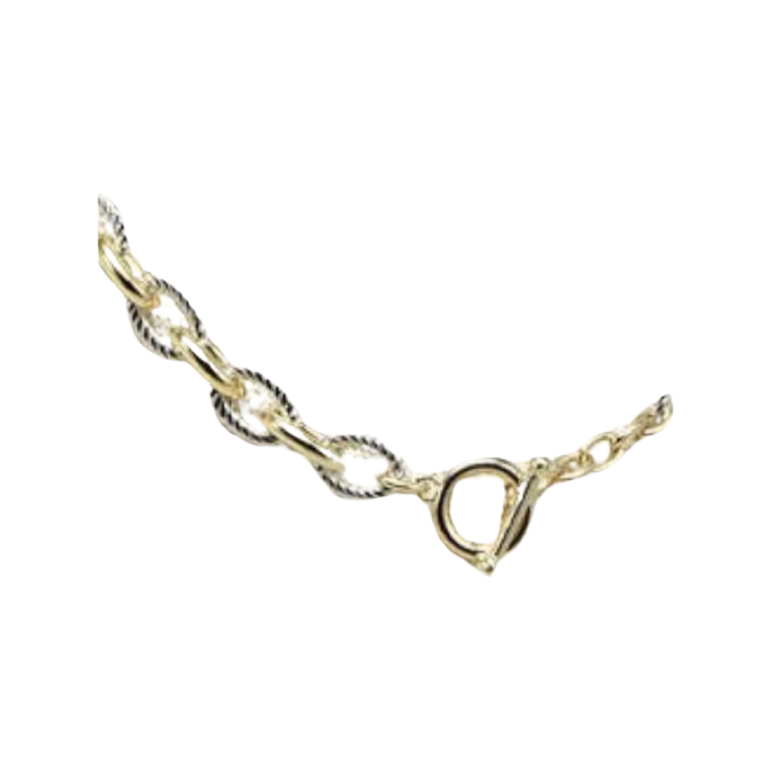 Necklaces- M&E Bling Small Two Tone Cable Link Necklace