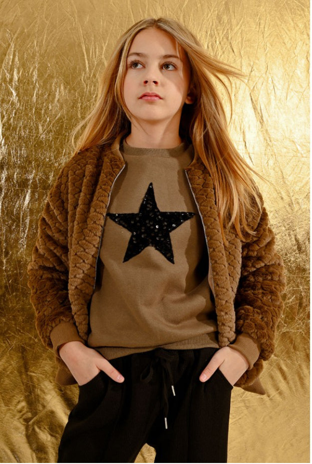 Girls-Molly Bracken Girl Sequin Star Sweatshirt