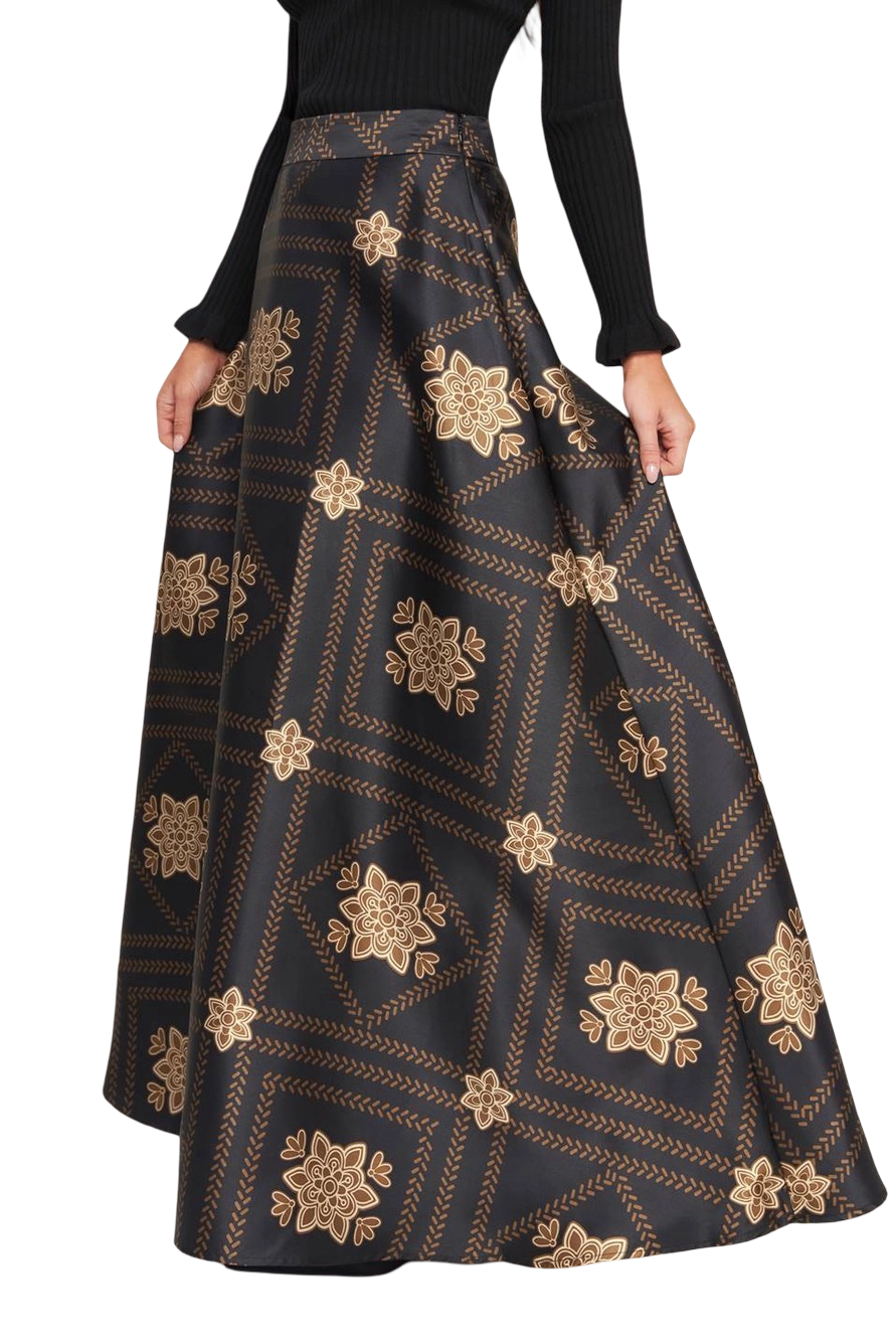 Apparel- Flying Tomato Pattern Woven Maxi Skirt