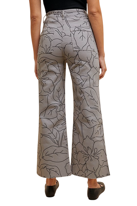 Apparel- Anniewear Stretch Monochrome Print Wide Leg Jeans