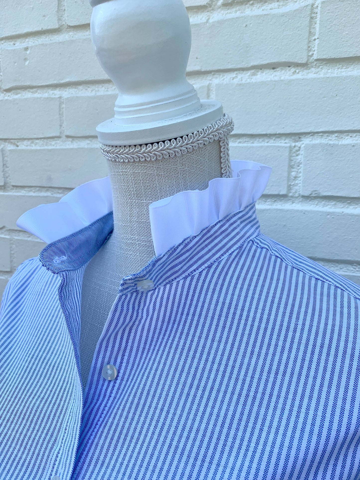 Apparel- Pearly Vines Scarlett Oxford Ribbon Trim 3/4 Sleeve- Blue