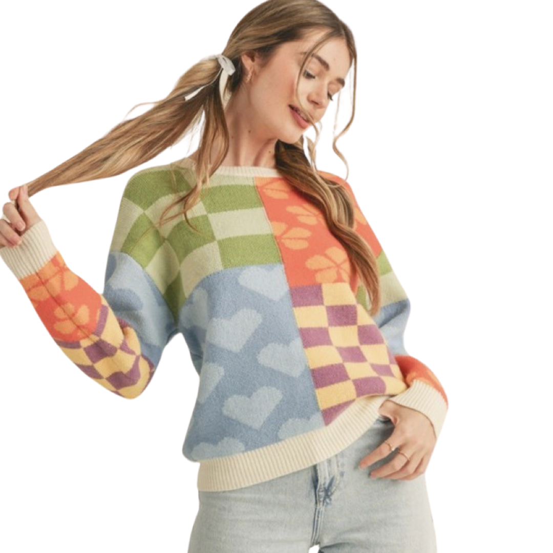Apparel- En Merci Multi Pattern Patch Sweater