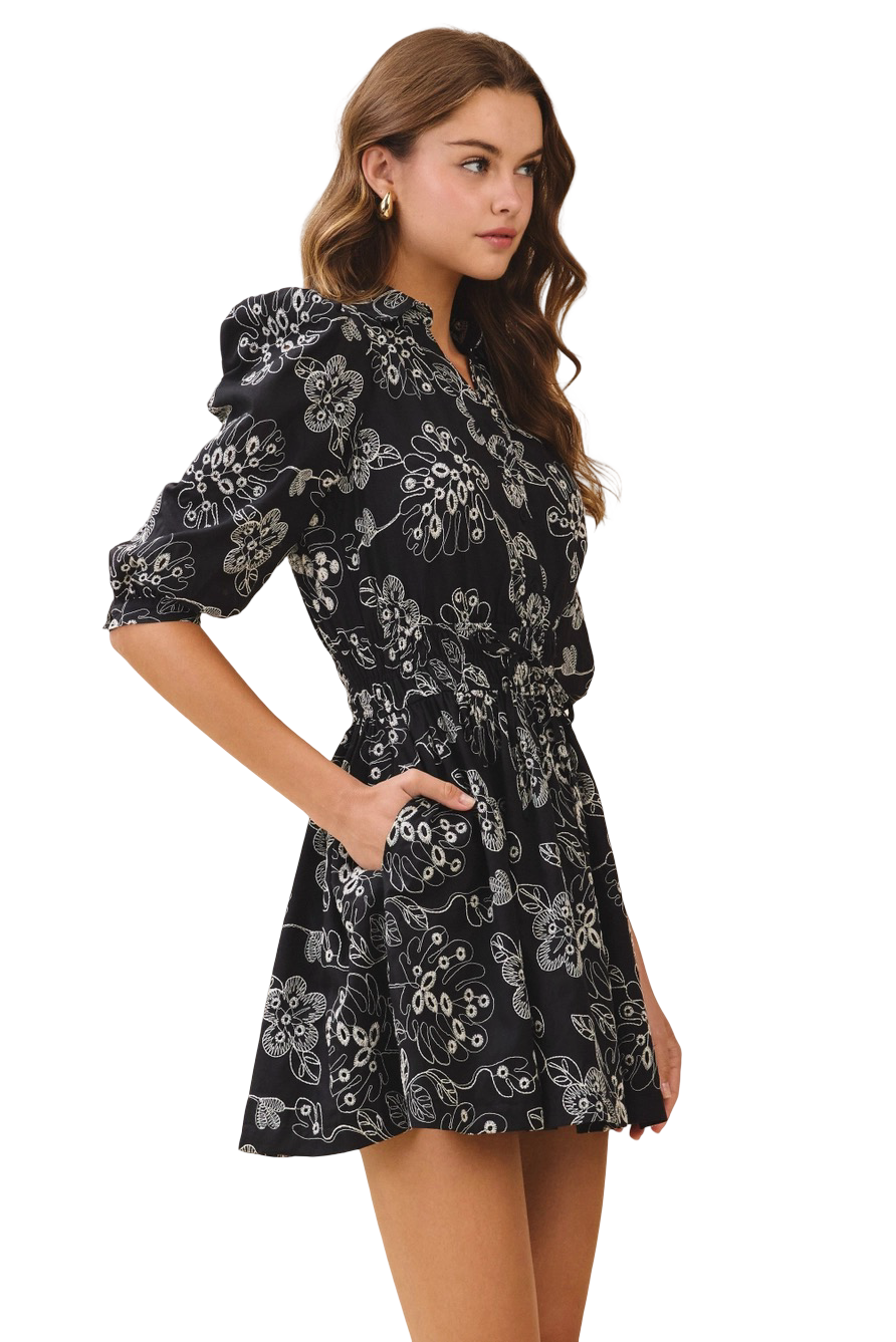 Apparel- TCEC Floral Collard Neck Mini Dress