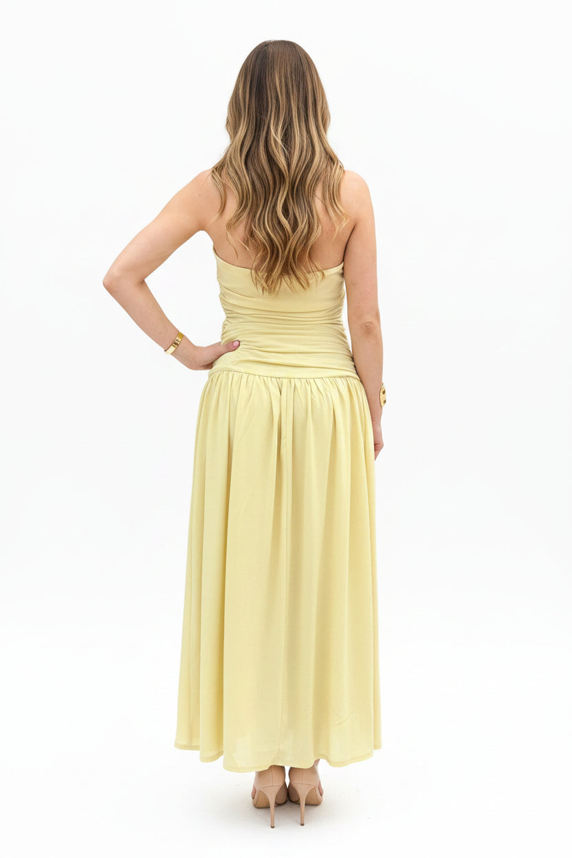 Needii Strapless Corset Tube Midi Dress