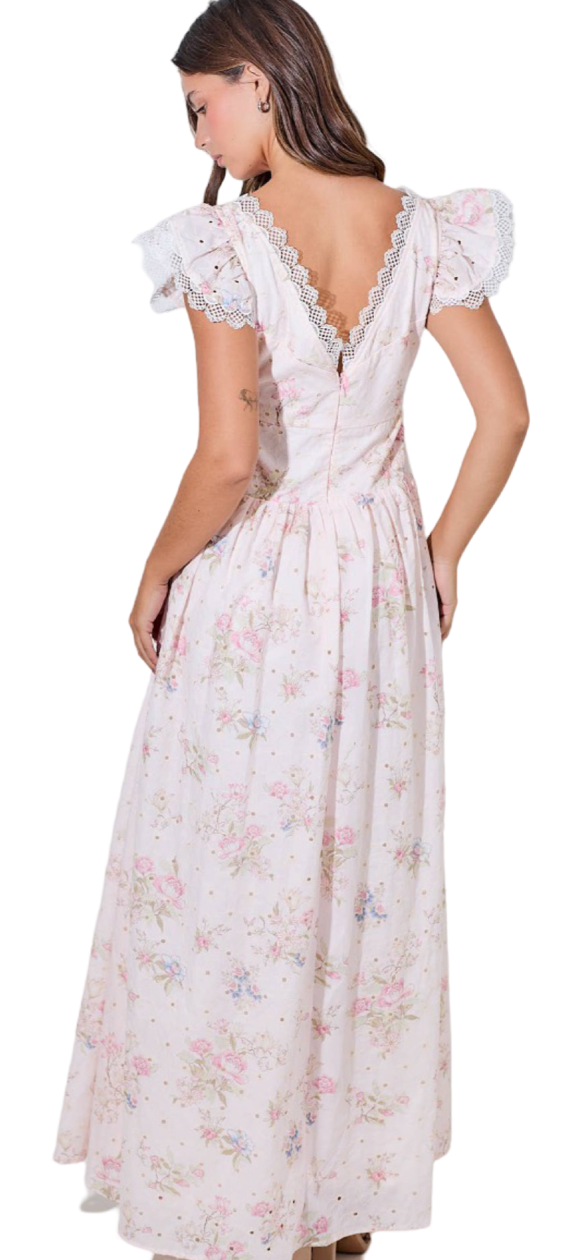 Apparel- Baeverly by Wellmade Floral Lace Smocked Maxi