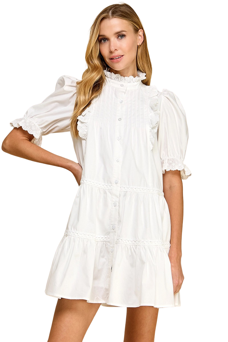 Apparel-TCEC Puff Short Sleeve Mini Dress