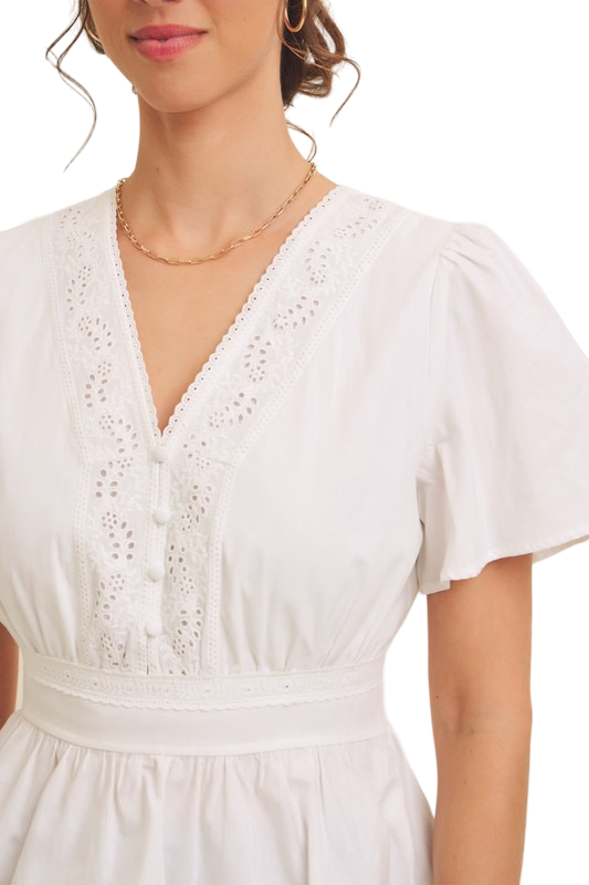 Apparel- In February Button Down Cotton Eyelet Blouse