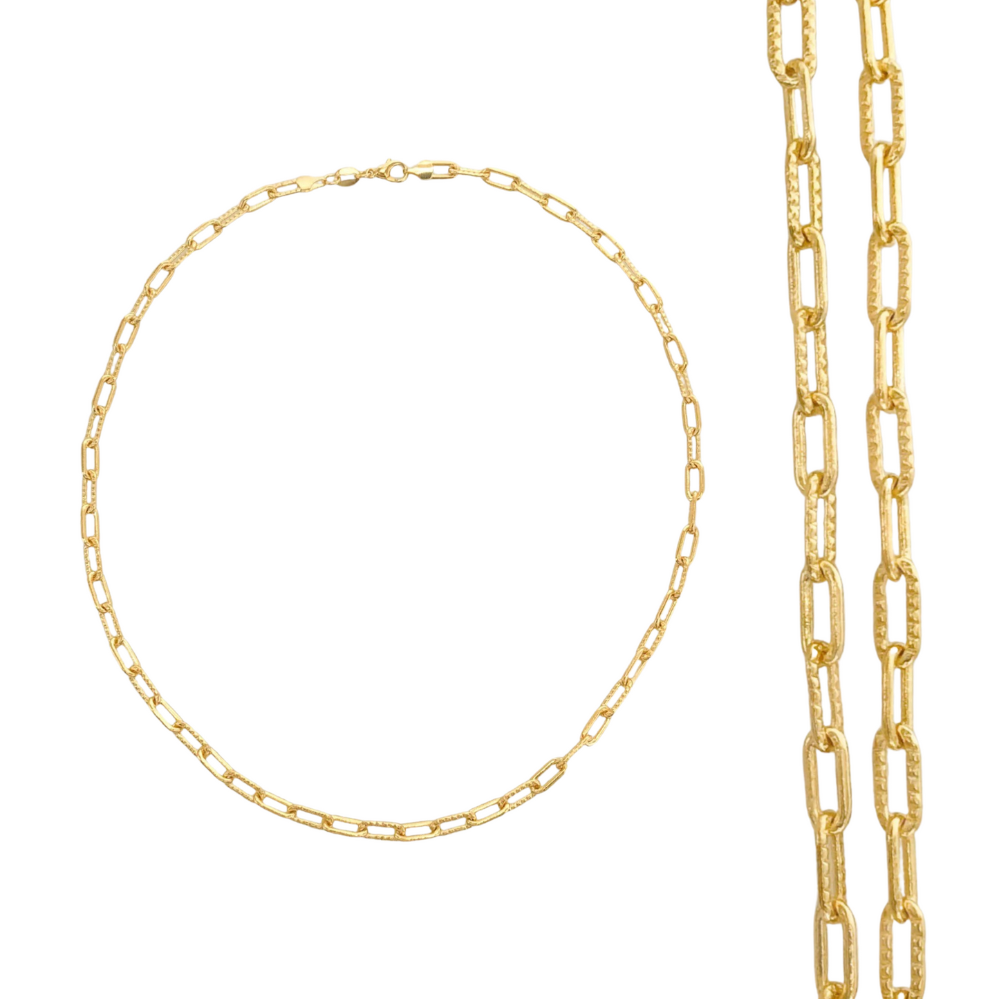 Necklaces- M&E Bling Gold Filled Twist Paperclip Chain 864nk029