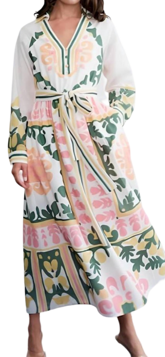 Apparel- Ciebon Engineered Lemon Print Midi Dress