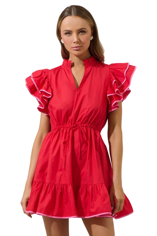 Apparel- Sugarlips  Alina Ruffle Shift Mini Dress