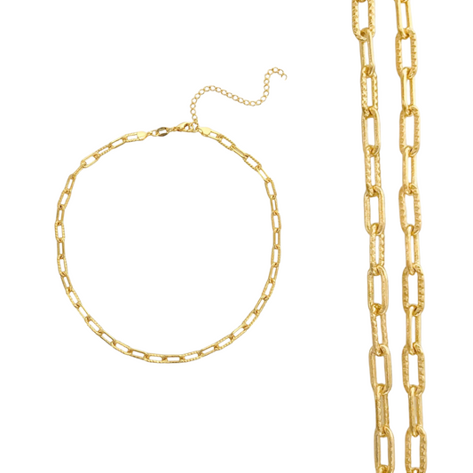 Necklaces- M&E Bling Gold Filled Twist Paperclip Chain 864nk029