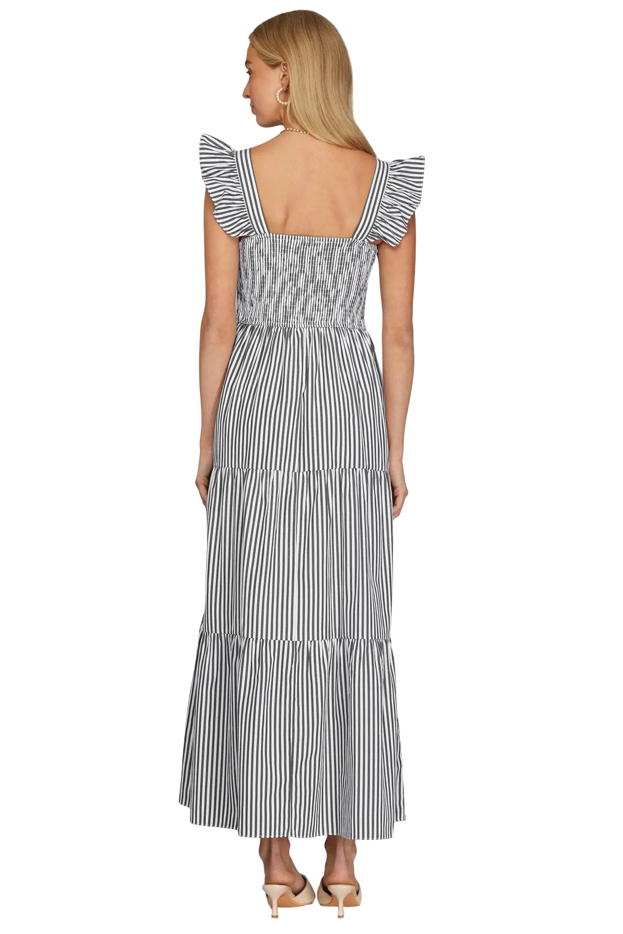 She+Sky Square Neck Smocked Maxi Dress