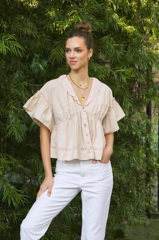 Apparel- In February Woven Oversized Button Down Top