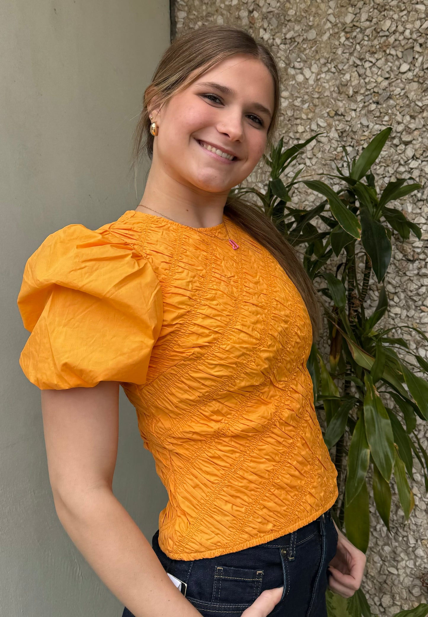 Apparel-English Factory Asymmetrical Smocked Top