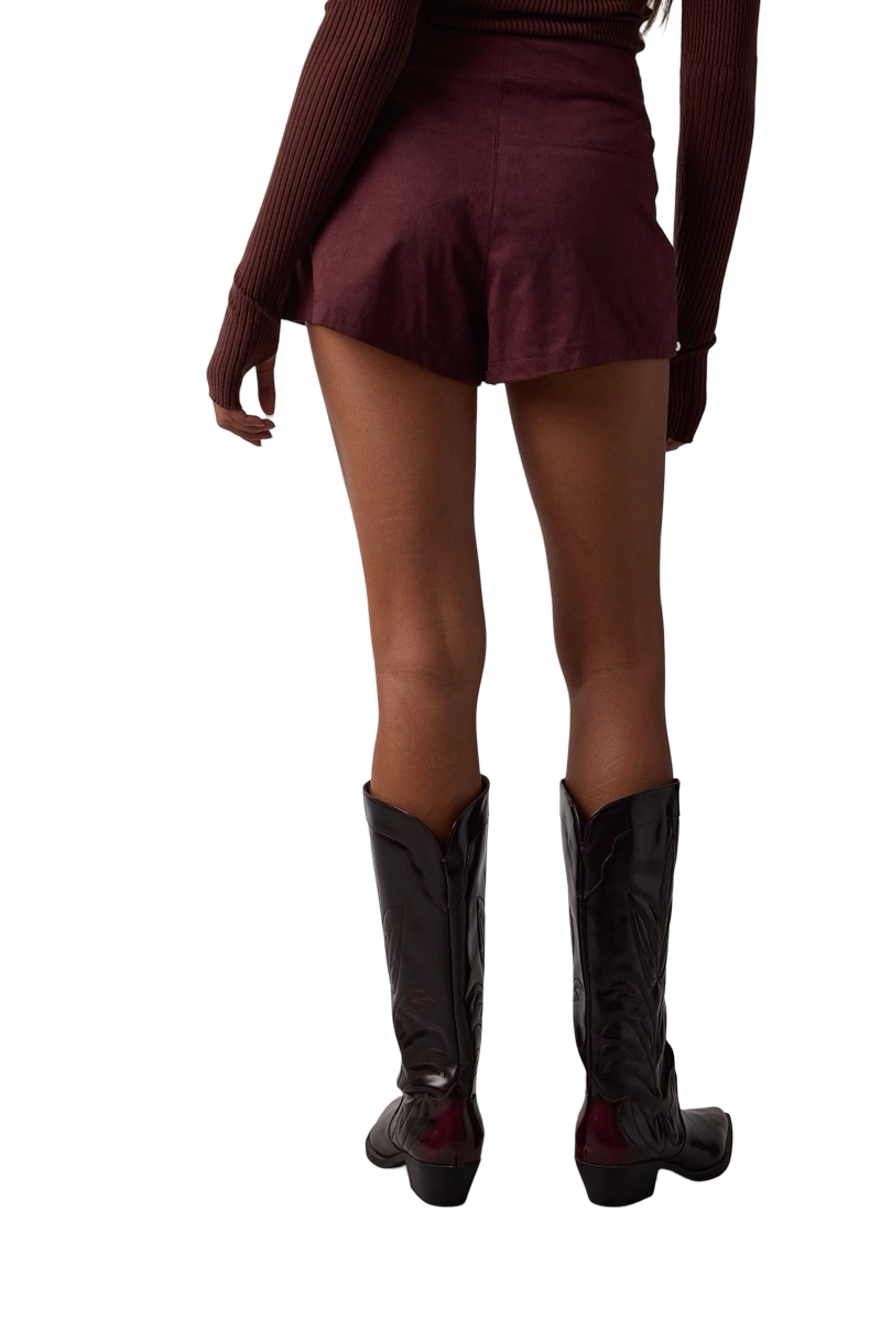 Apparel- Sky to Moon Suede Asymmetrical Studded Mini Skort