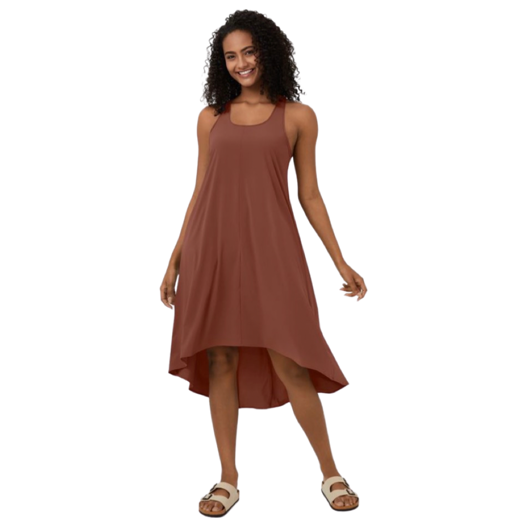 Apparel- Halara Breezeful* Backless Racerback Side Pocket High Low Midi Dress