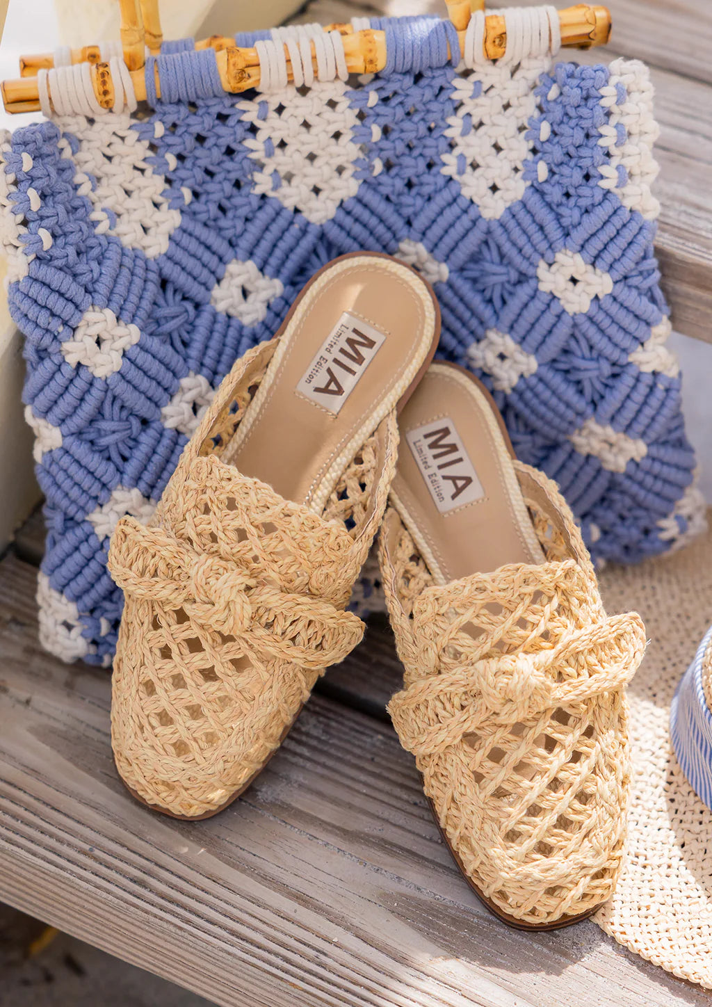 Shoes- MIA Layce Raffia Style slide Slipper Shoe