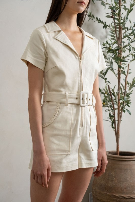 Apparel- HEYSON Belted Utility Denim Romper