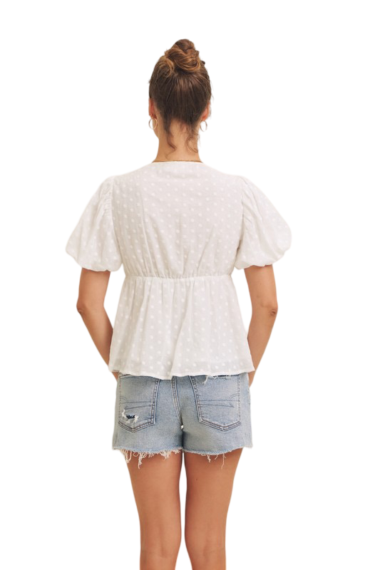 Apparel- In February Scallop Trim V Neck Blouse