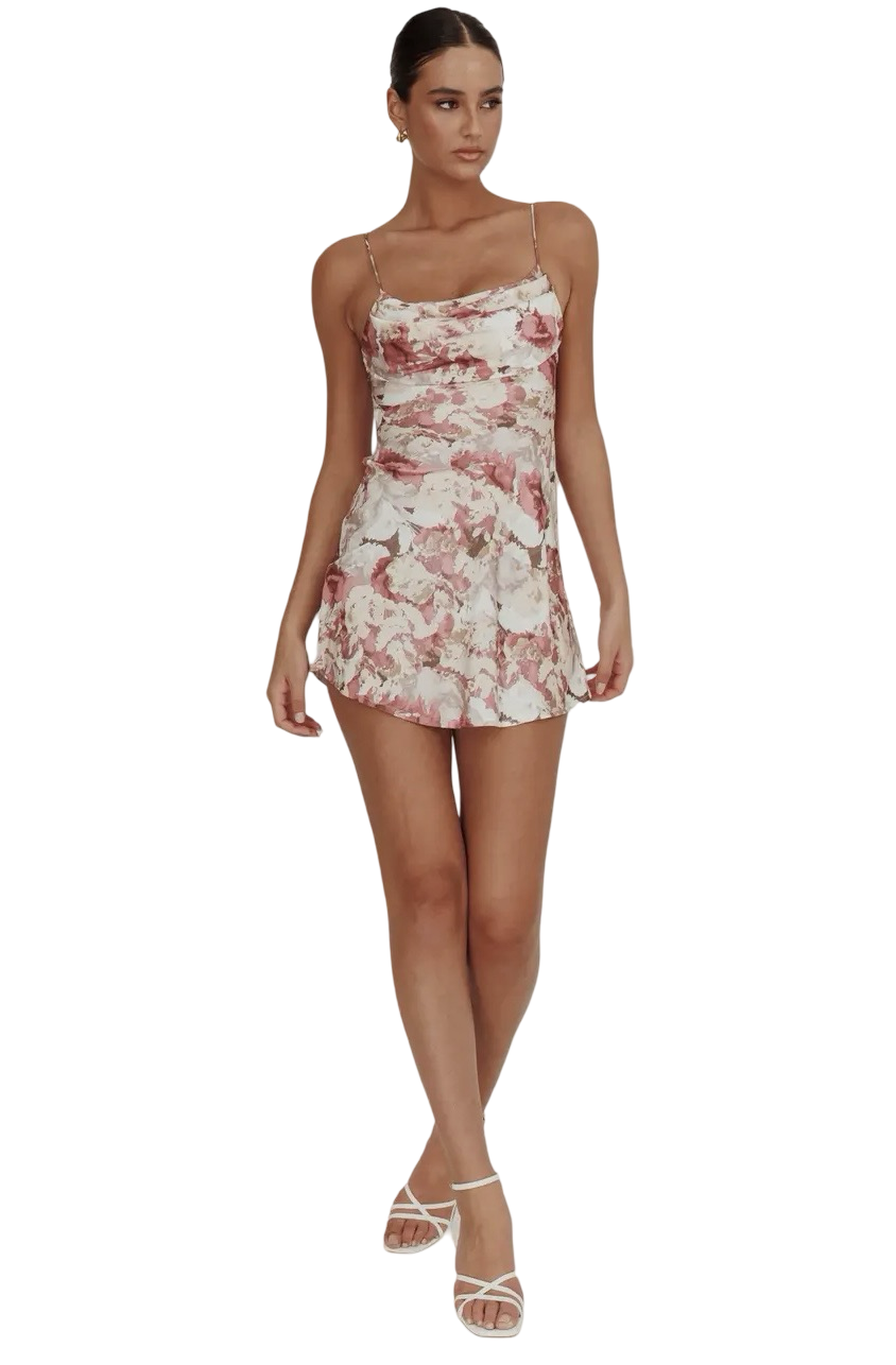 Apparel- One and Only Cowl Neck Floral Mini Dress