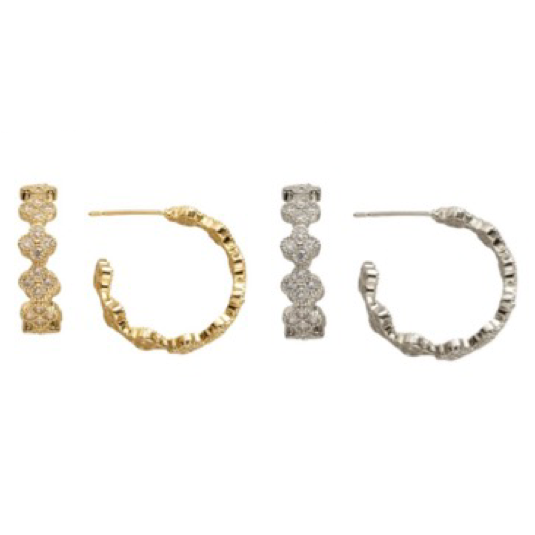 Earrings- M&E Bling Small Hoops With CZ Accents