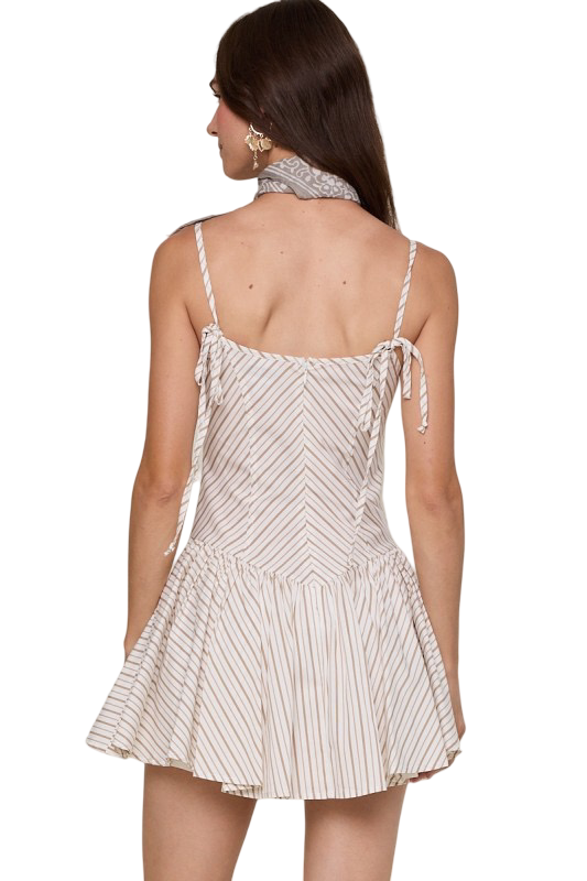 Apparel- Sky to Moon Striped Tie Strap Fit and Flare Mini Dress