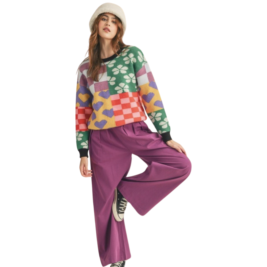 Apparel- En Merci Multi Pattern Patch Sweater