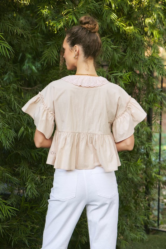 Apparel- In February Woven Oversized Button Down Top