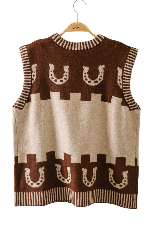 Very J V Neck Sweater with Horse Print