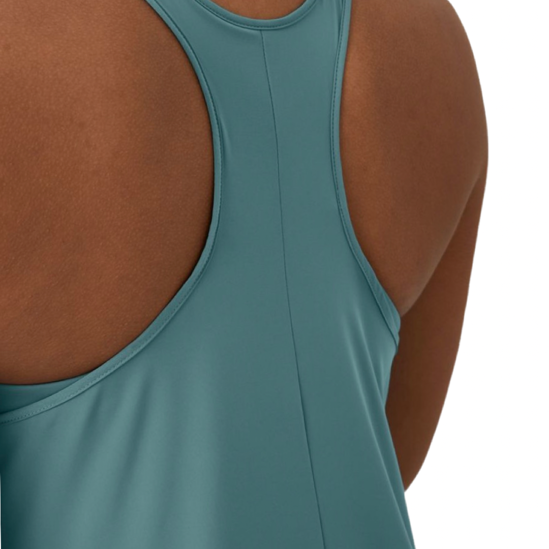 Apparel- Halara Breezeful* Backless Racerback Side Pocket High Low Midi Dress