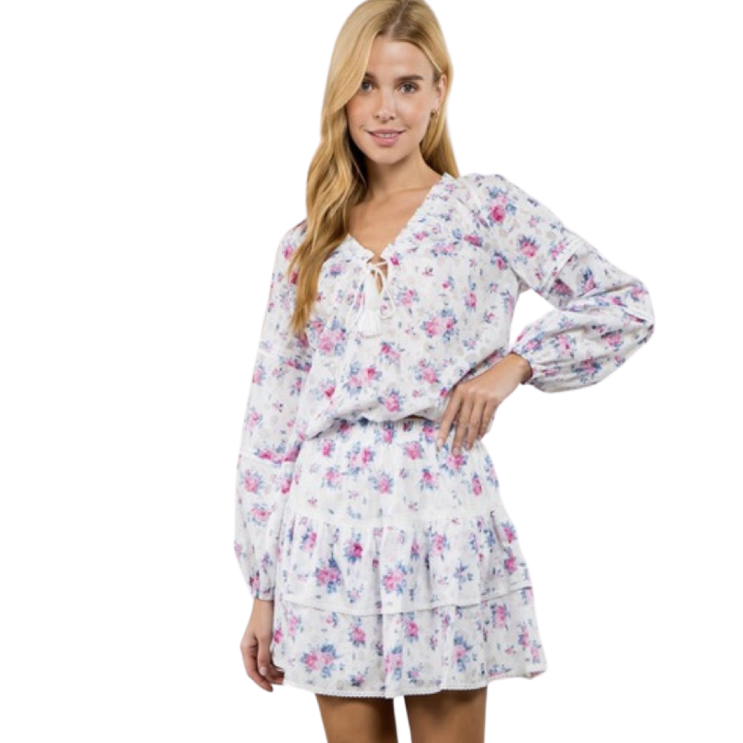Apparel- Fanco Tiered Floral Mini Skirt