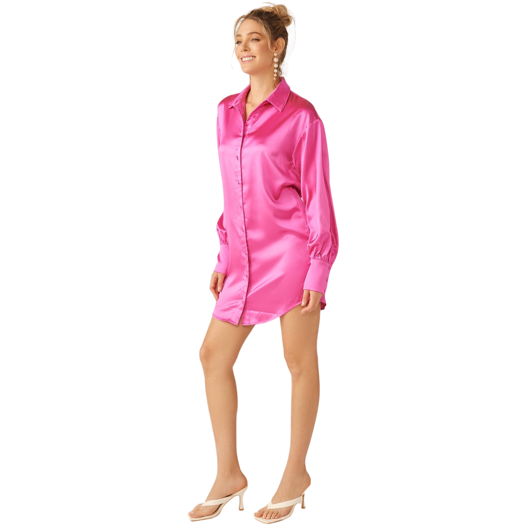 Apparel- Idem Ditto Satin Shirt Mini Dress