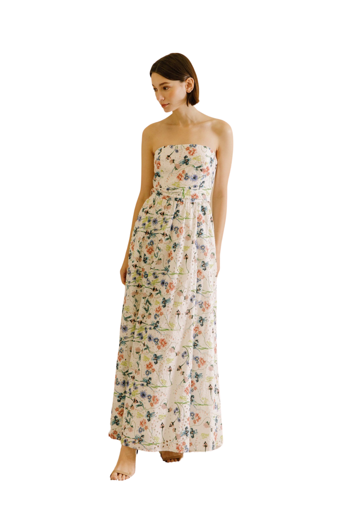 Apparel- Storia Eyelet Floral Maxi Dress