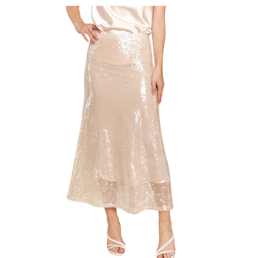 Apparel- And The Why Clear Sequins Midi Skirt