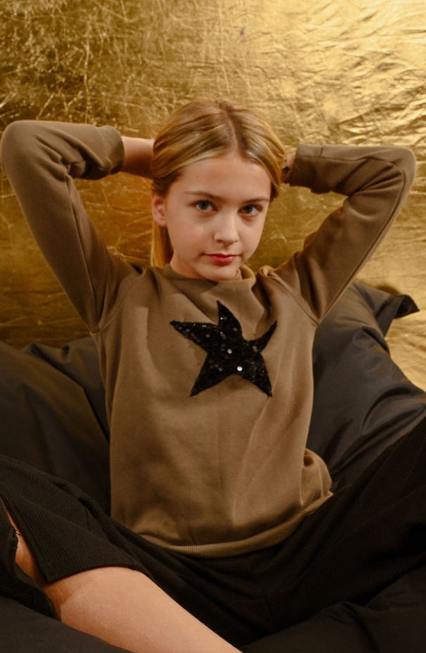 Girls-Molly Bracken Girl Sequin Star Sweatshirt