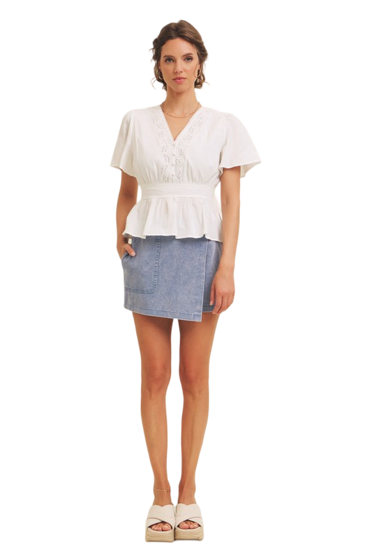 Apparel- In February Button Down Cotton Eyelet Blouse