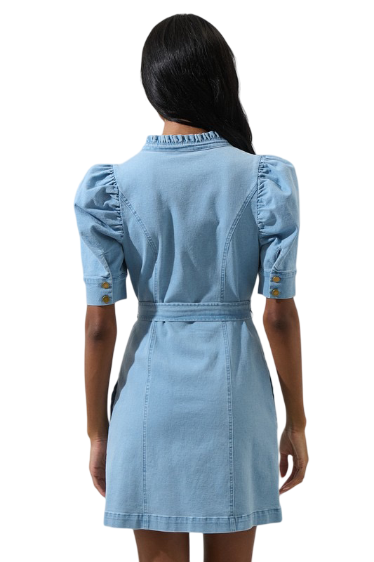Apparel- Sugarlips Jamie Denim Puff Sleeve Mini Dress